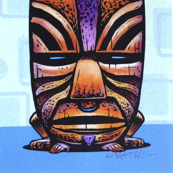 POLYNESIAN TIKI GOD MUG FRAMED ARTWORK PRINT BY CHET PHILLIPS (SIGNED) - Picture 2 of 9